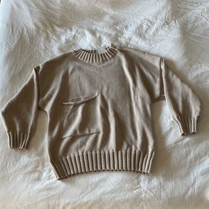 Oversized Ivory Pocket Front Sweater